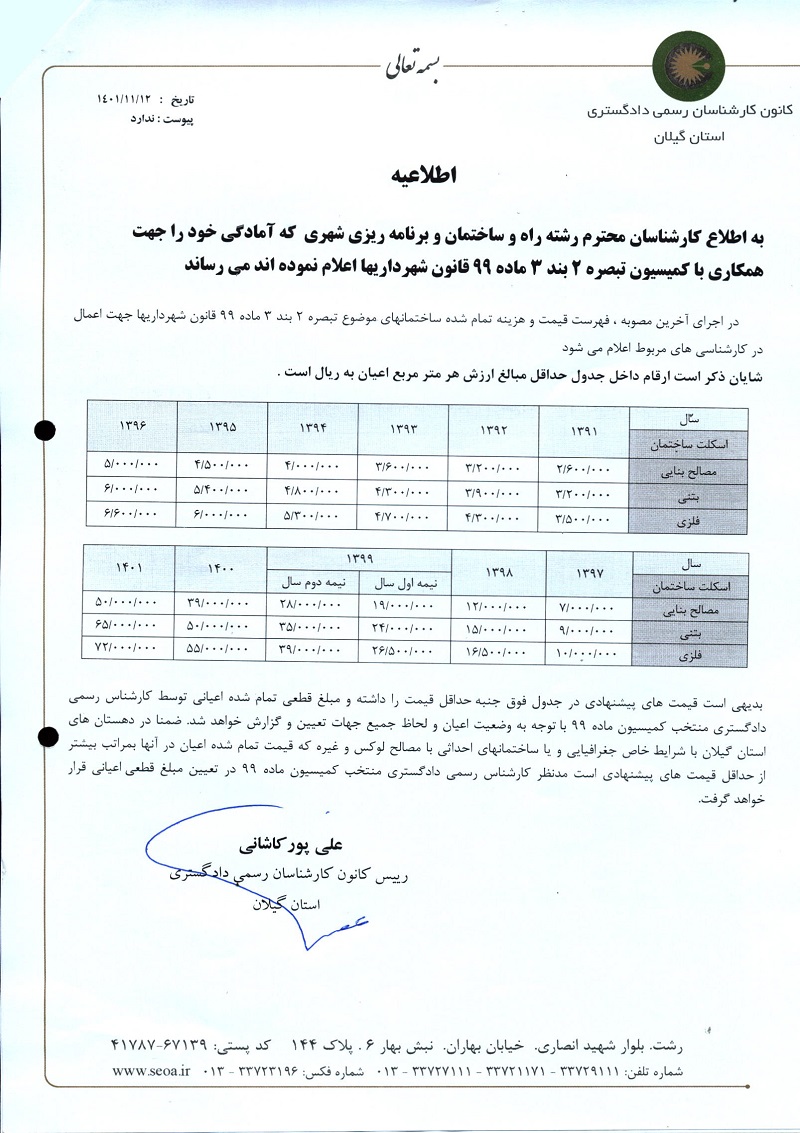 اطلاعیه مربوط به کمیسیون تبصره 2 بند 3 ماده 99 قانون شهرداری ها